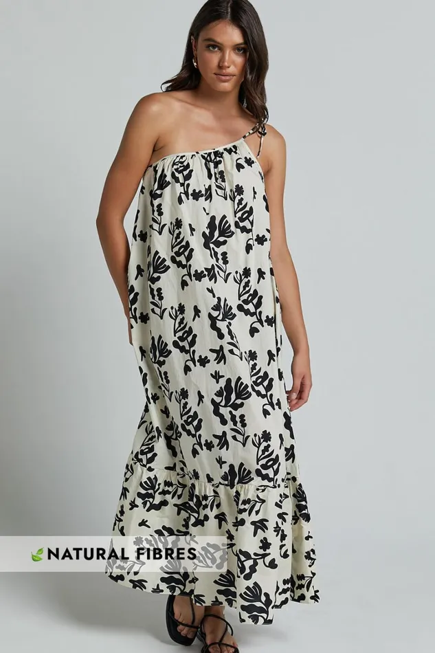 Illyana Midi Dress 8211 Asymmetric One Shoulder Frill Hem Dress In White And Black Print Women Showpo Dresses Illyana Midi Dress 8211 Asymmetric One Shoulder Frill Hem Dress In White And Black Print Women Showpo Dresses