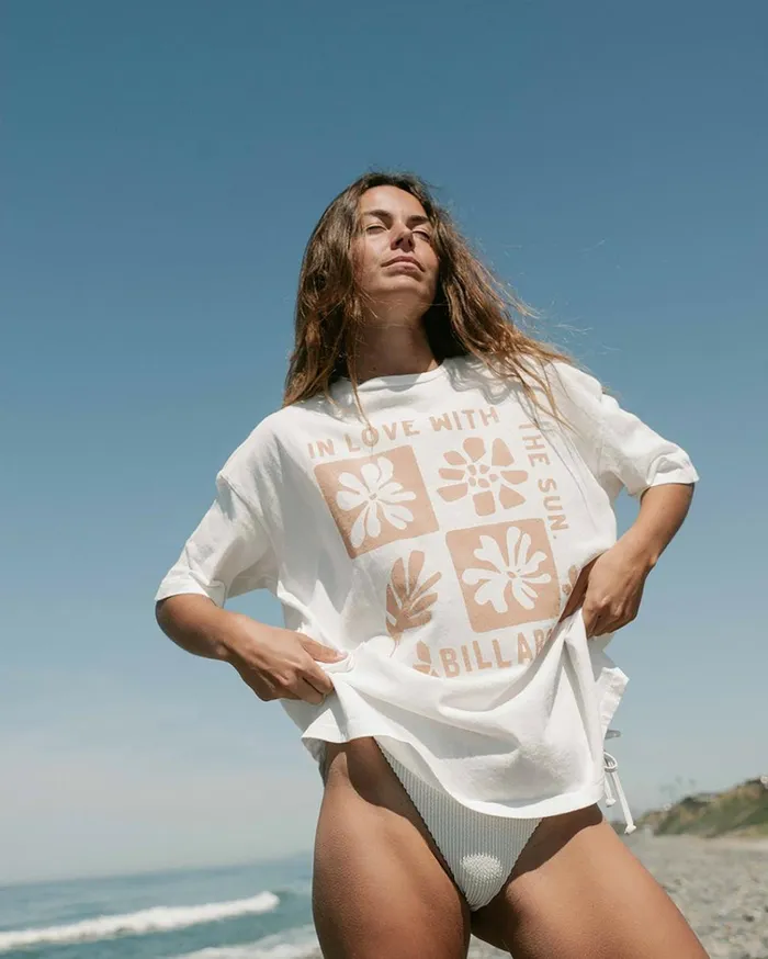 In Love With The Sun TShirt Salt Crystal Women Billabong Graphic Tees and Tanks