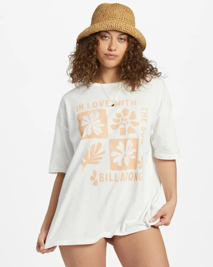 In Love With The Sun TShirt Salt Crystal Women Billabong Graphic Tees and Tanks