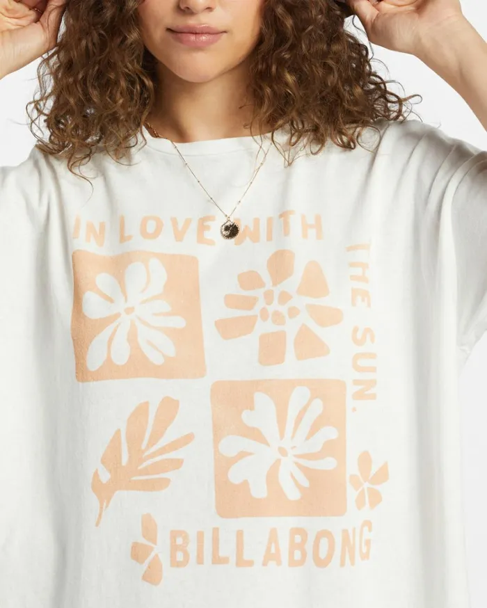 In Love With The Sun TShirt Salt Crystal Women Billabong Graphic Tees and Tanks