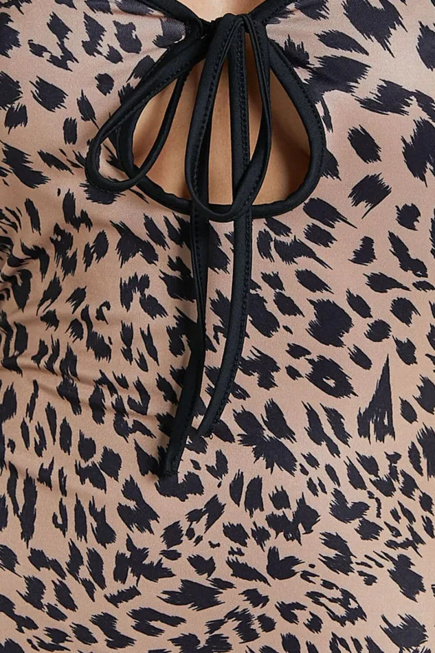 Isabel Midi Dress 8211 Slip Dress With Key Hole Detail In Leopard Women Showpo Dresses