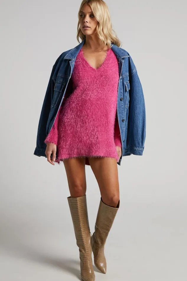 Ishani Sweater 8211 Oversized V Neck Sweater In Pink Women Showpo Sweaters and Cardigans