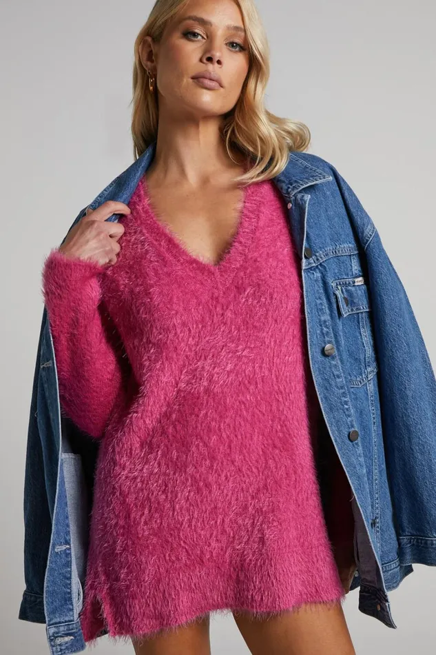 Ishani Sweater 8211 Oversized V Neck Sweater In Pink Women Showpo Sweaters and Cardigans
