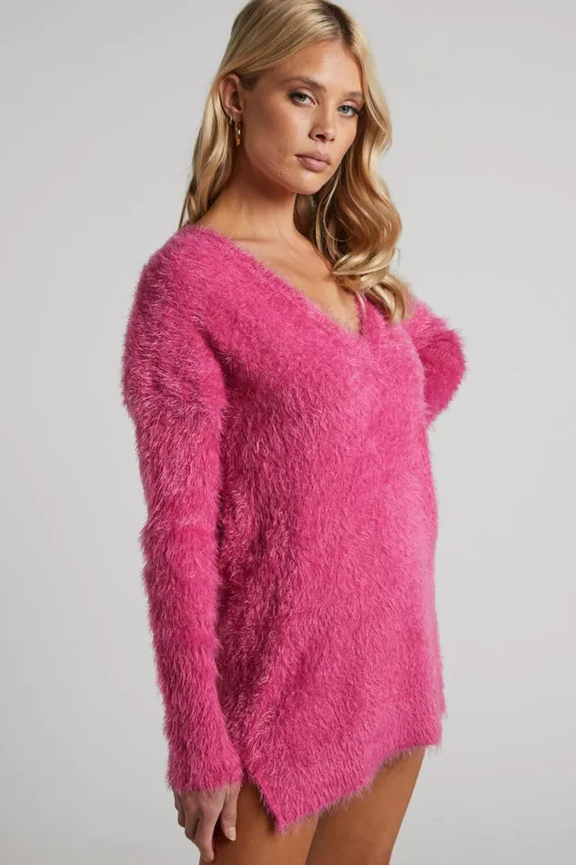 Ishani Sweater 8211 Oversized V Neck Sweater In Pink Women Showpo Sweaters and Cardigans