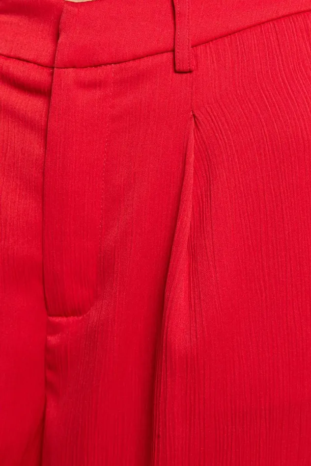 Jacie Pants 8211 High Waisted Relaxed Textured Pants In Red Women Showpo Pants