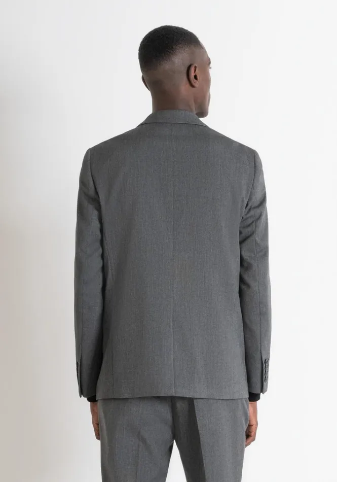 Jackets And Gilet Men Antony Morato Cora Regular Fit Viscose Blend Jacket With Micro Pattern Dark Gray Melange