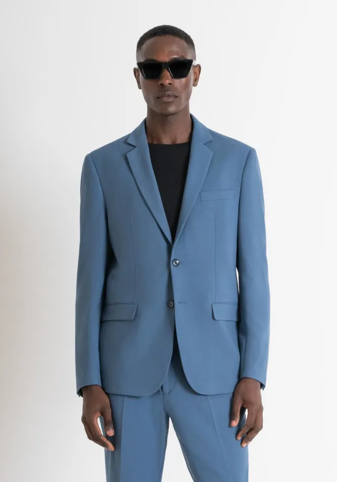 Jackets And Gilet Men Antony Morato Regular Fit 034Cora034 Jacket In Blue Viscose And Wool Blend Fabric Worker Avio Jackets And Gilet Men Antony Morato Regular Fit 034Cora034 Jacket In Blue Viscose And Wool Blend Fabric Worker Avio