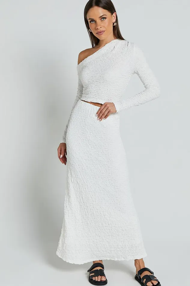 Jackie Midi Skirt 8211 High Elasticated Waist Skirt In White Women Showpo Skirts