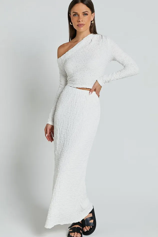 Jackie Midi Skirt 8211 High Elasticated Waist Skirt In White Women Showpo Skirts