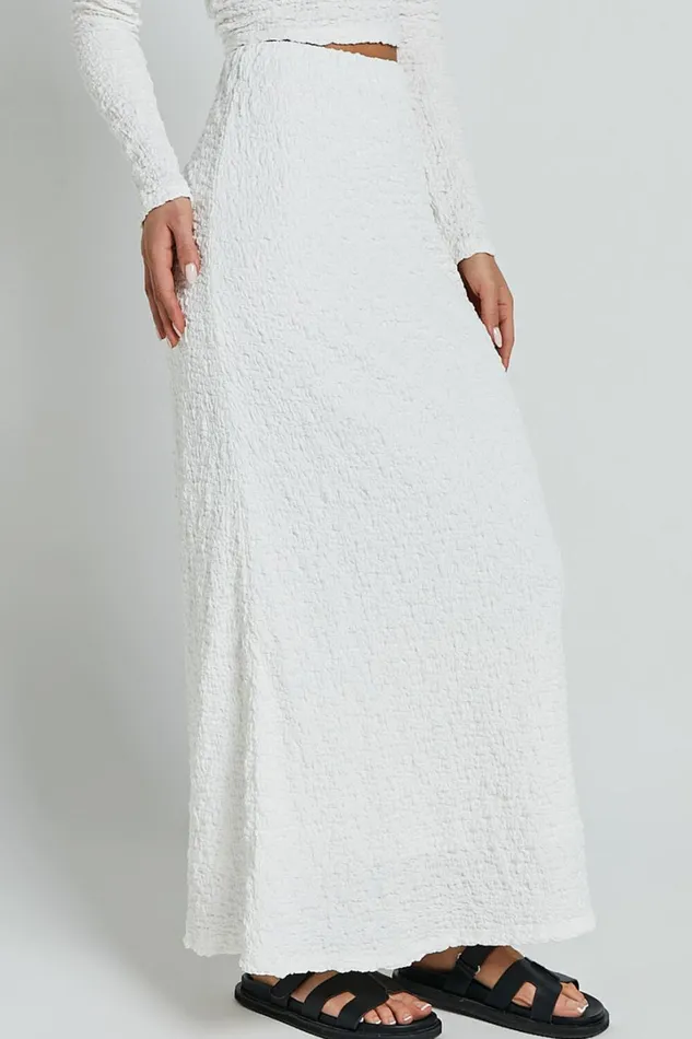 Jackie Midi Skirt 8211 High Elasticated Waist Skirt In White Women Showpo Skirts