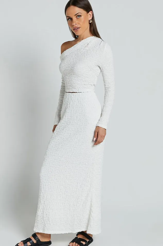 Jackie Midi Skirt 8211 High Elasticated Waist Skirt In White Women Showpo Skirts