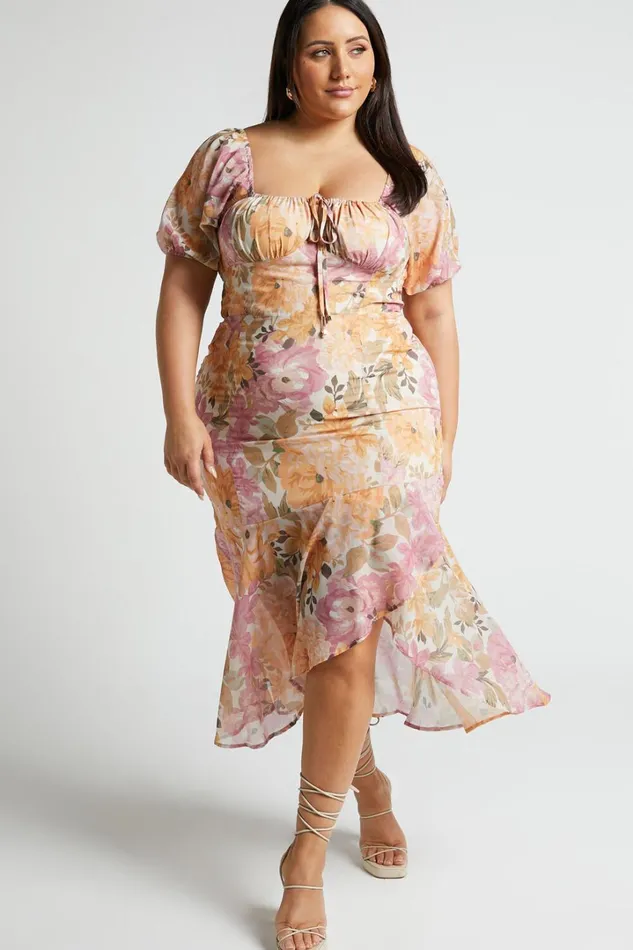 Jasalina Midi Dress 8211 Puff Sleeve Dress In Elegant Rose Women Showpo Modest Clothing