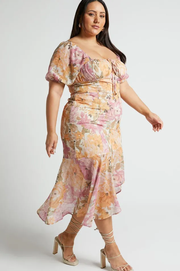 Jasalina Midi Dress 8211 Puff Sleeve Dress In Elegant Rose Women Showpo Modest Clothing