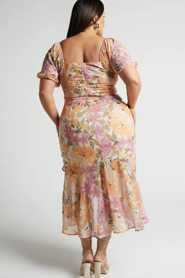 Jasalina Midi Dress 8211 Puff Sleeve Dress In Elegant Rose Women Showpo Modest Clothing