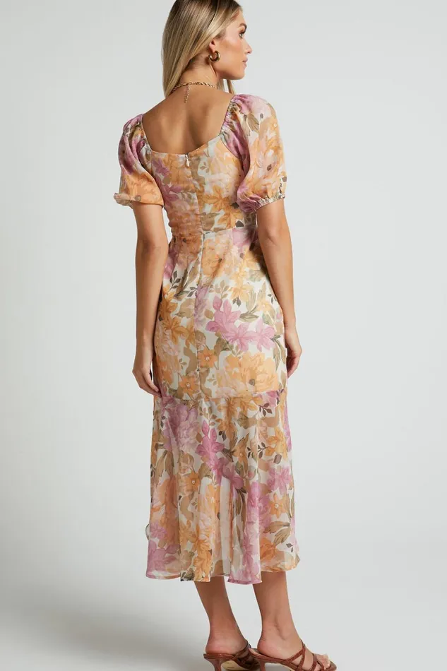 Jasalina Midi Dress 8211 Puff Sleeve Dress In Elegant Rose Women Showpo Modest Clothing