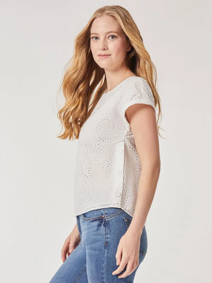 Jasper Crepe Button Detail Eyelet Blouse Women Jones New York Sale Jasper Crepe Button Detail Eyelet Blouse Women Jones New York Sale