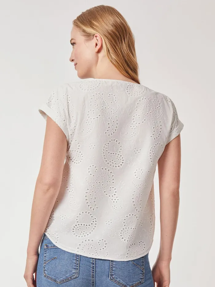 Jasper Crepe Button Detail Eyelet Blouse Women Jones New York Sale Jasper Crepe Button Detail Eyelet Blouse Women Jones New York Sale