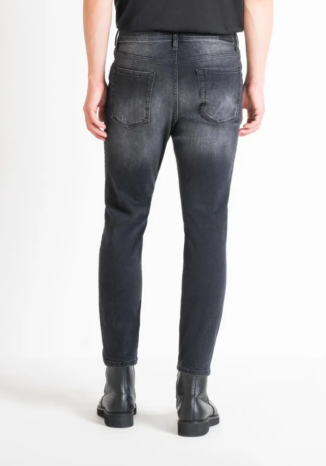 Jeans Men Antony Morato Skinny Cropped Fit 034Karl034 Jeans In Black Denim With Rips Black