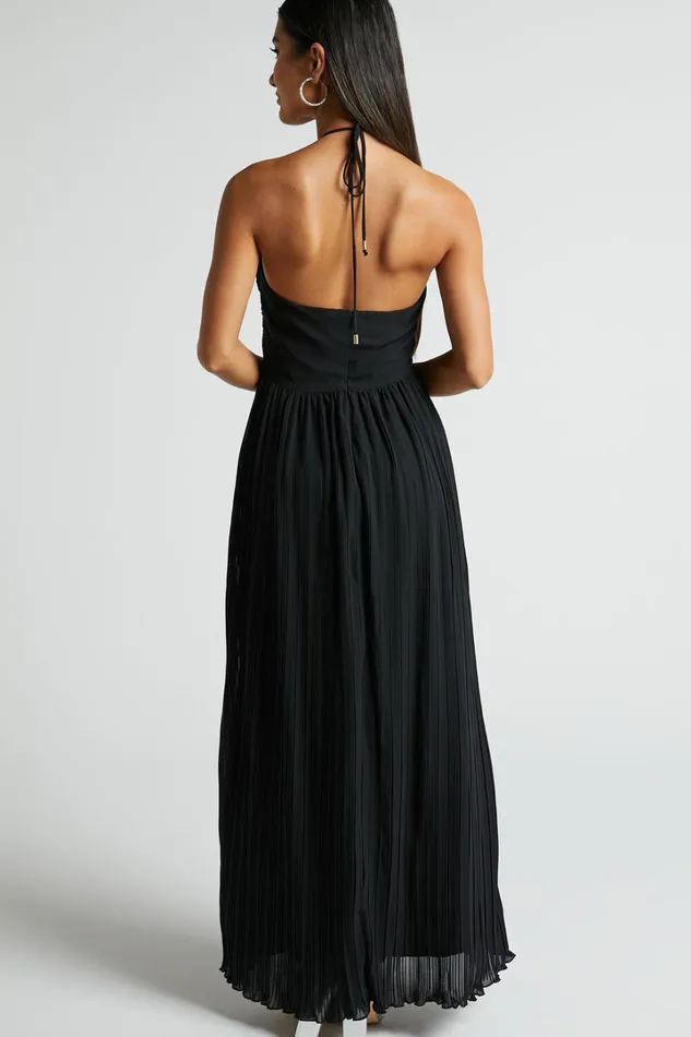 Jennie Midi Dress 8211 Gathered Bodice Halter Dress In Black Women Showpo Dresses
