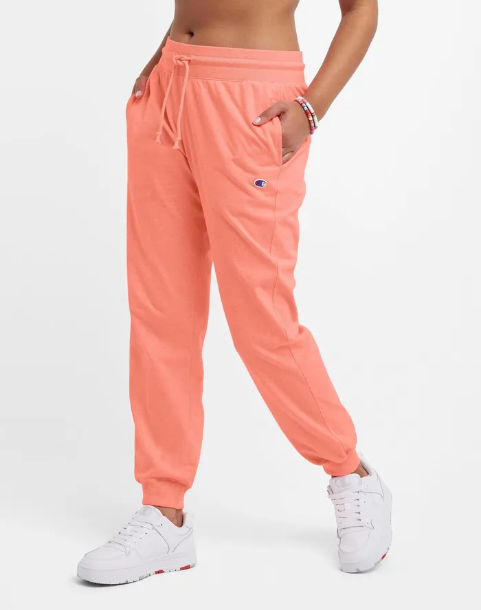 Jersey Joggers C Logo 29034 Sugar Peach Heather Women Champion Pants