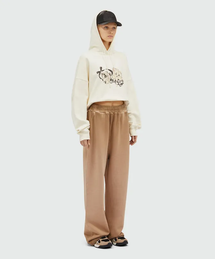 Jersey Sweatshirt With Kittens Print Women MSGM Hoodies And Sweatshirts