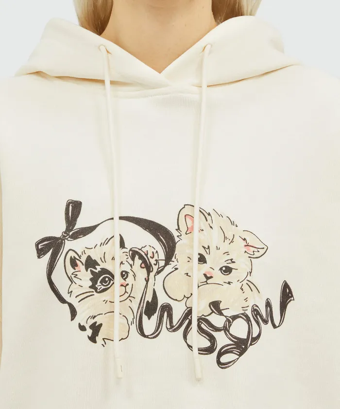 Jersey Sweatshirt With Kittens Print Women MSGM Hoodies And Sweatshirts