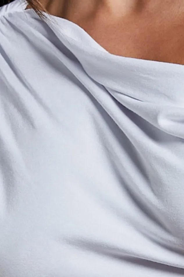Jialeen Top 8211 Off Shoulder Twist Asymmetrical Sleeve Top In White Women Showpo Tops