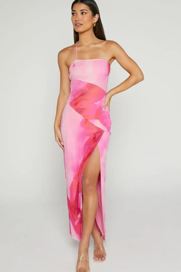 Johanne Midi Dress 8211 Side Slit Bodycon Dress In Pink Blur Print Women Showpo Dresses Johanne Midi Dress 8211 Side Slit Bodycon Dress In Pink Blur Print Women Showpo Dresses