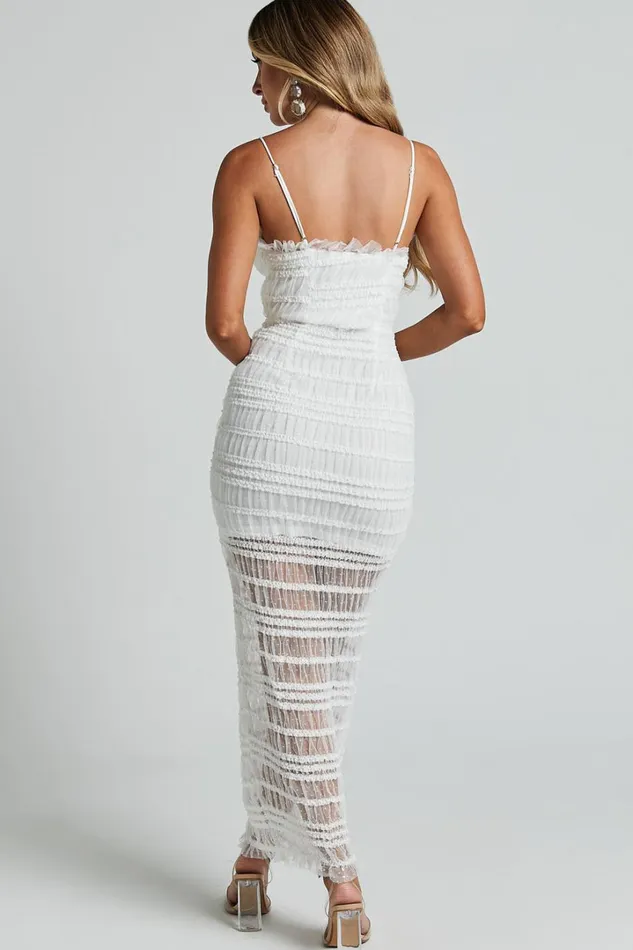 Jordanne Maxi Dress 8211 Mesh Textured Dress In White Women Showpo Dresses