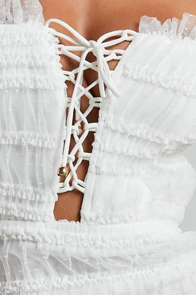 Jordanne Maxi Dress 8211 Mesh Textured Dress In White Women Showpo Dresses