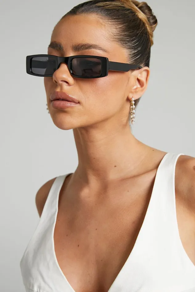 Jorgelina Rectangle Sunglasses In Black Women Showpo Sunglasses