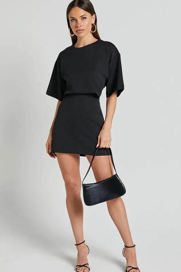 Karyna Mini Dress 8211 Short Sleeve Boxy Tshirt Dress In Black Women Showpo Curve Clothes