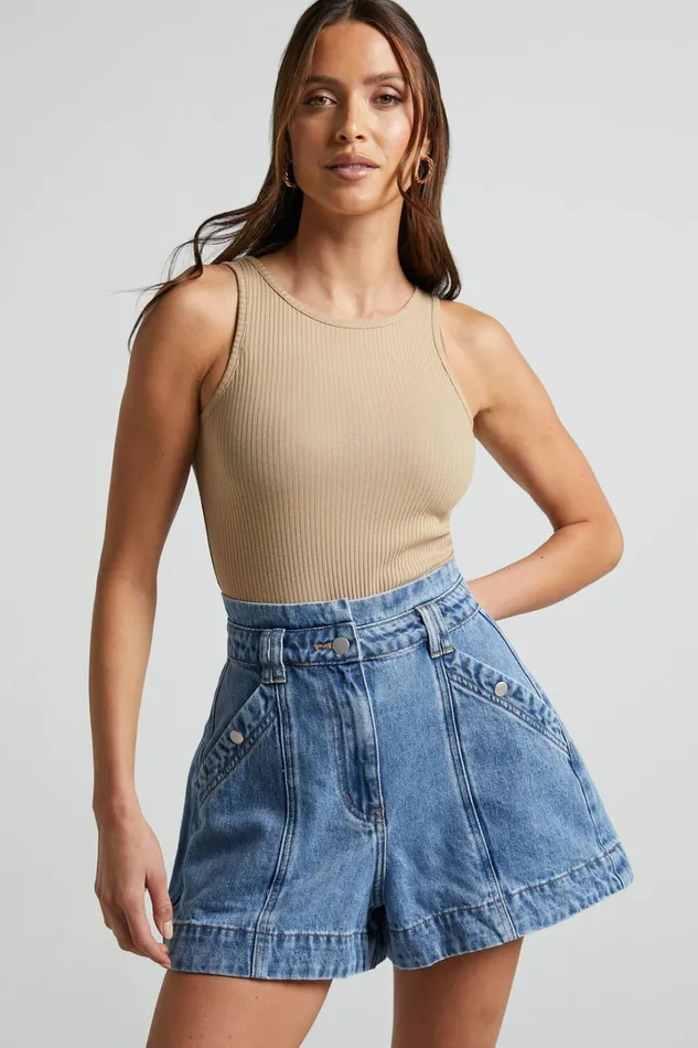 Kayla Denim Shorts 8211 High Waisted A Line Denim Shorts In Mid Blue Wash Women Showpo Denim Kayla Denim Shorts 8211 High Waisted A Line Denim Shorts In Mid Blue Wash Women Showpo Denim