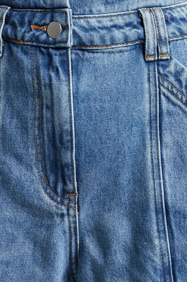 Kayla Denim Shorts 8211 High Waisted A Line Denim Shorts In Mid Blue Wash Women Showpo Denim
