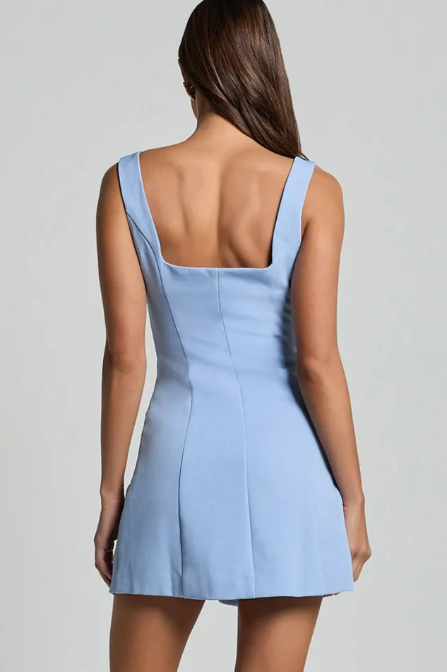 Kenna Mini Dress 8211 Square Neck Button Down Mini Dress In Powder Blue Women Showpo Curve Clothes