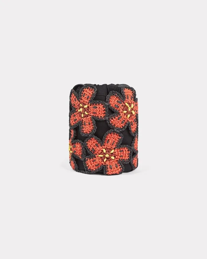 Kenzo Bags Women Beach039 Straw Floral Bucket Bag Medium Red