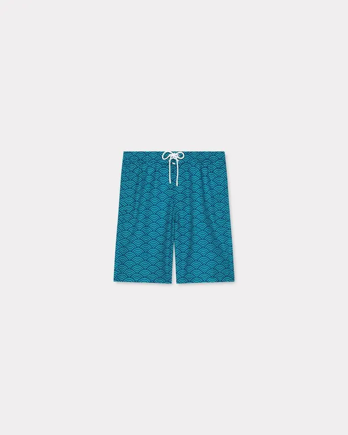 Kenzo Beachwear MenWomen Long Boardshort Duck Blue