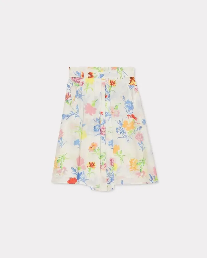 Kenzo Dresses And Skirts Women Drawn Flowers039 Pleated Skirt Off White