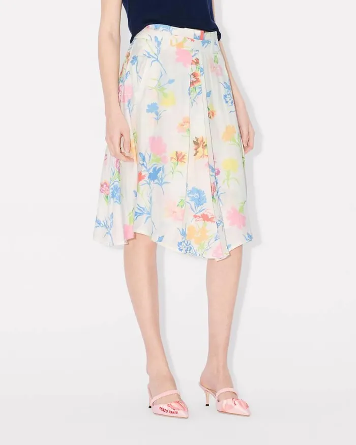 Kenzo Dresses And Skirts Women Drawn Flowers039 Pleated Skirt Off White
