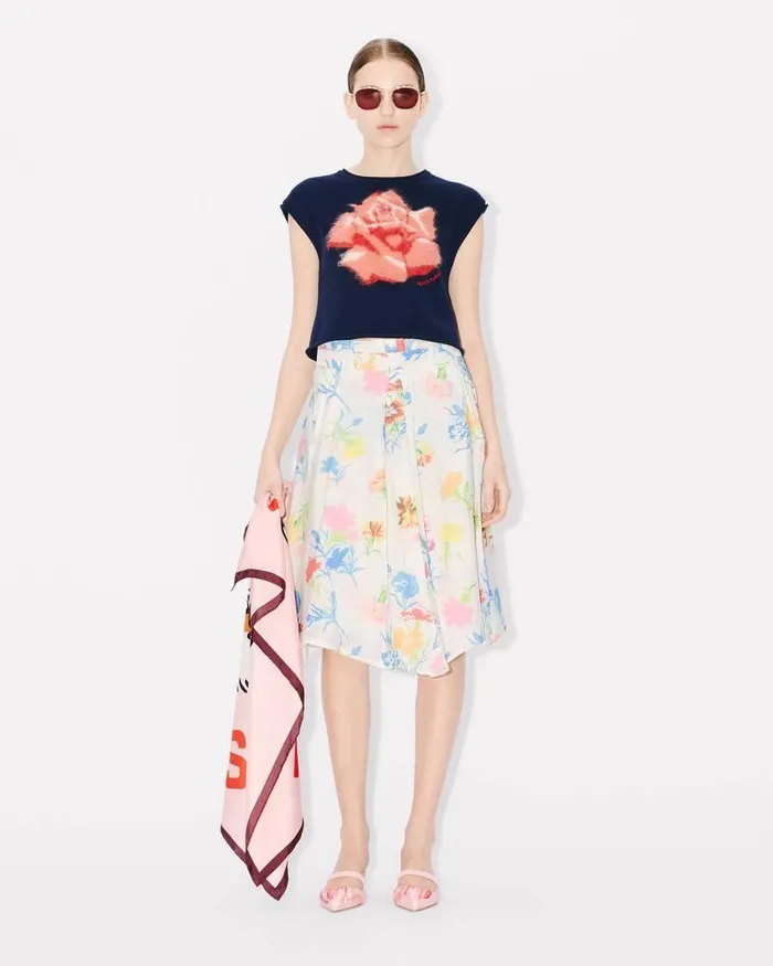 Kenzo Dresses And Skirts Women Drawn Flowers039 Pleated Skirt Off White