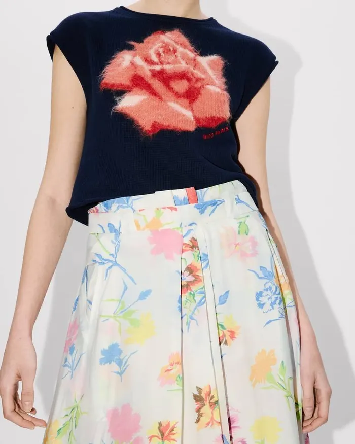 Kenzo Dresses And Skirts Women Drawn Flowers039 Pleated Skirt Off White