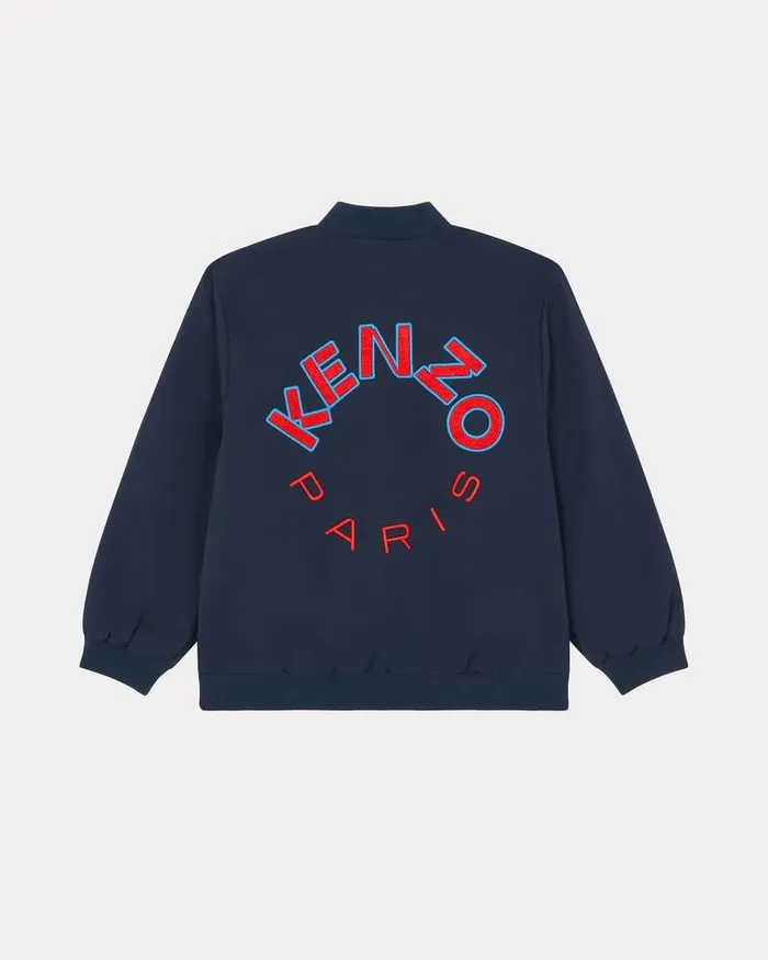 Kenzo Jackets And Coats Kids Zipped Jacket With Embroidery Navy Blue