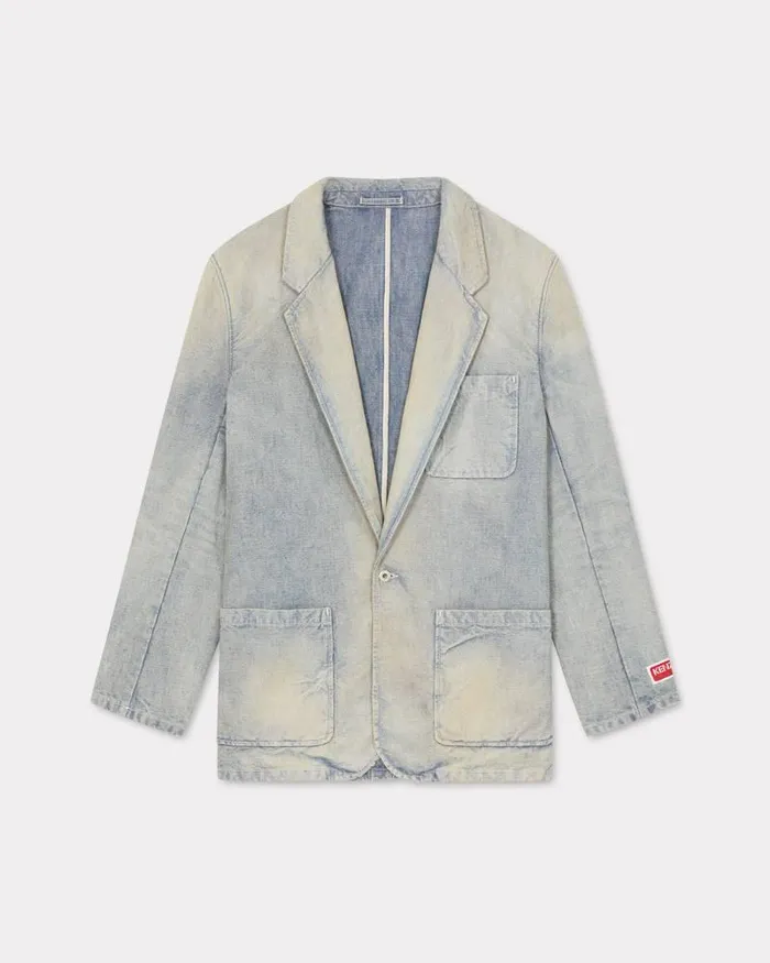 Kenzo Jackets And Coats Men Blazer Denim Jacket Stone Bl Dirty Blue Denim