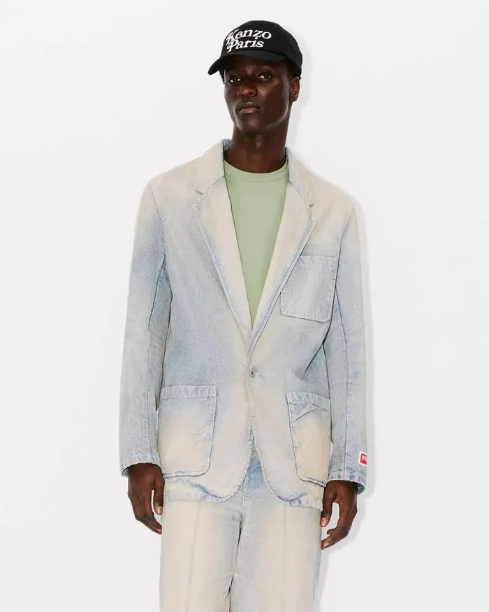 Kenzo Jackets And Coats Men Blazer Denim Jacket Stone Bl Dirty Blue Denim