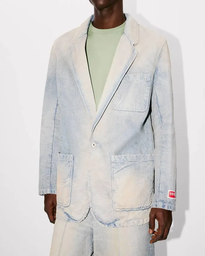 Kenzo Jackets And Coats Men Blazer Denim Jacket Stone Bl Dirty Blue Denim