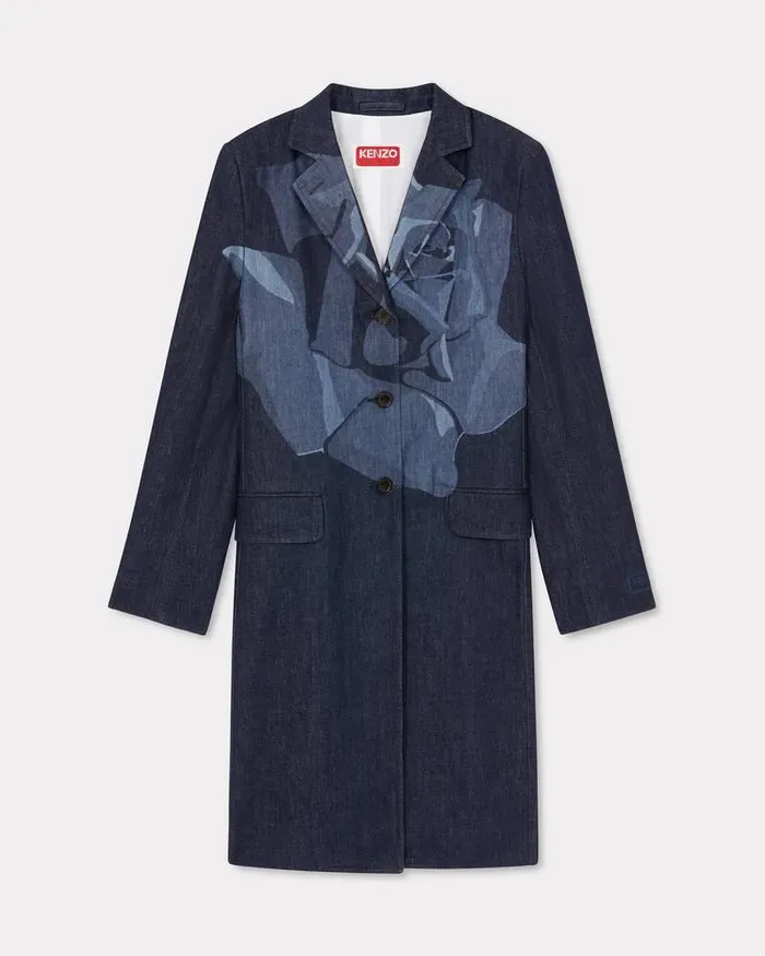 Kenzo Jackets And Coats Women Rose039 Denim Coat Rinse Blue Denim