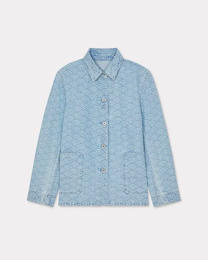 Kenzo Jackets And Coats Women Workwear Jacket Stone Bleached Blue Denim