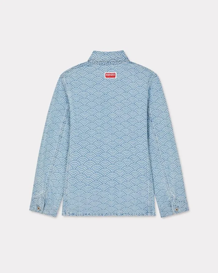 Kenzo Jackets And Coats Women Workwear Jacket Stone Bleached Blue Denim