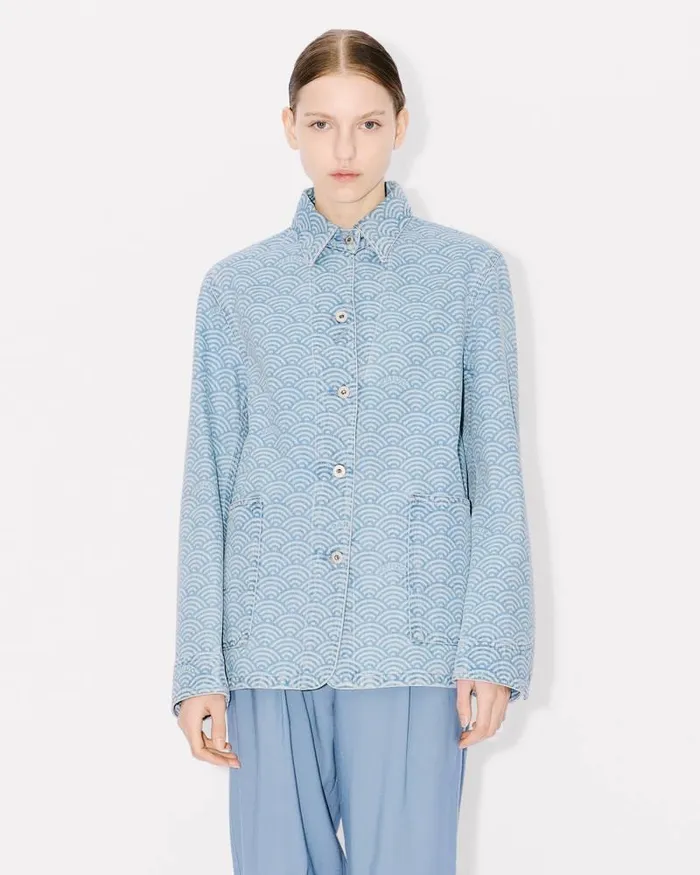 Kenzo Jackets And Coats Women Workwear Jacket Stone Bleached Blue Denim