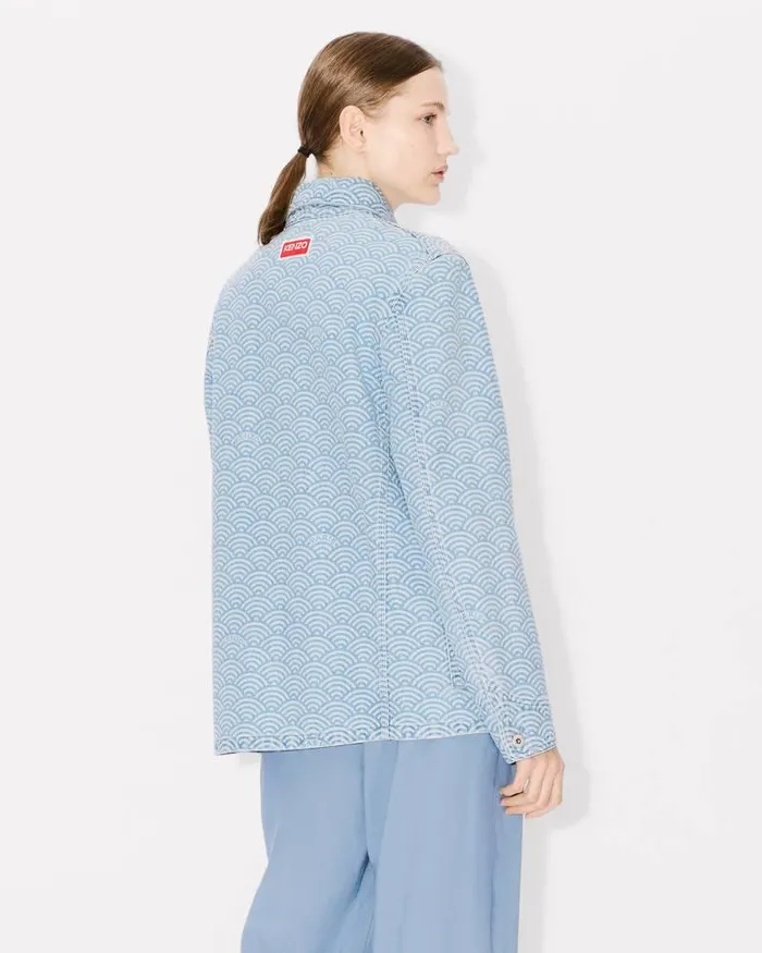 Kenzo Jackets And Coats Women Workwear Jacket Stone Bleached Blue Denim